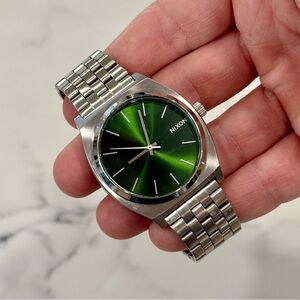 Nixon Time Teller 37mm Stainless Steel Watch (Green Sunray)